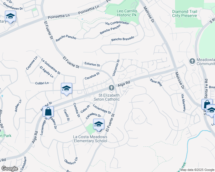 map of restaurants, bars, coffee shops, grocery stores, and more near 2943 Unicornio Street in Carlsbad