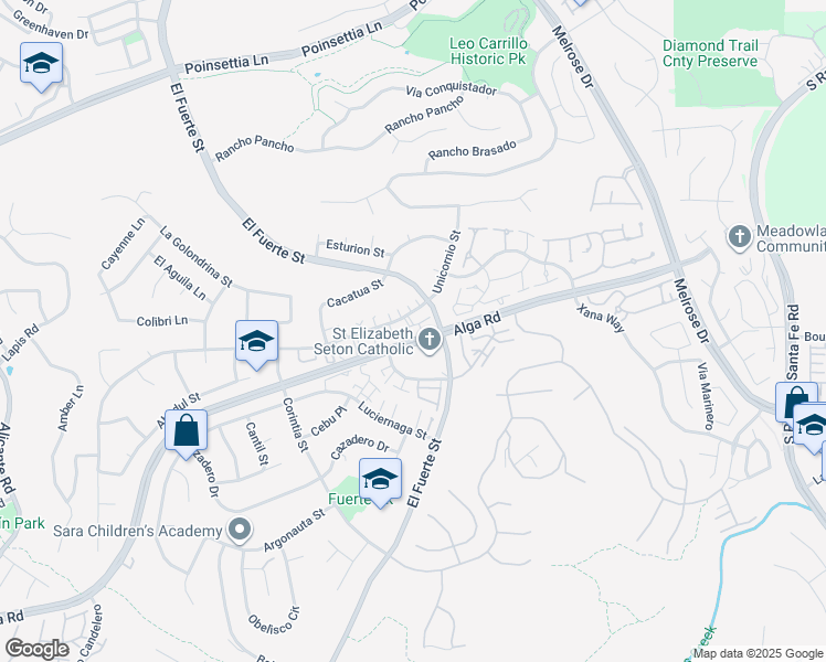 map of restaurants, bars, coffee shops, grocery stores, and more near 2943 Unicornio Street in Carlsbad
