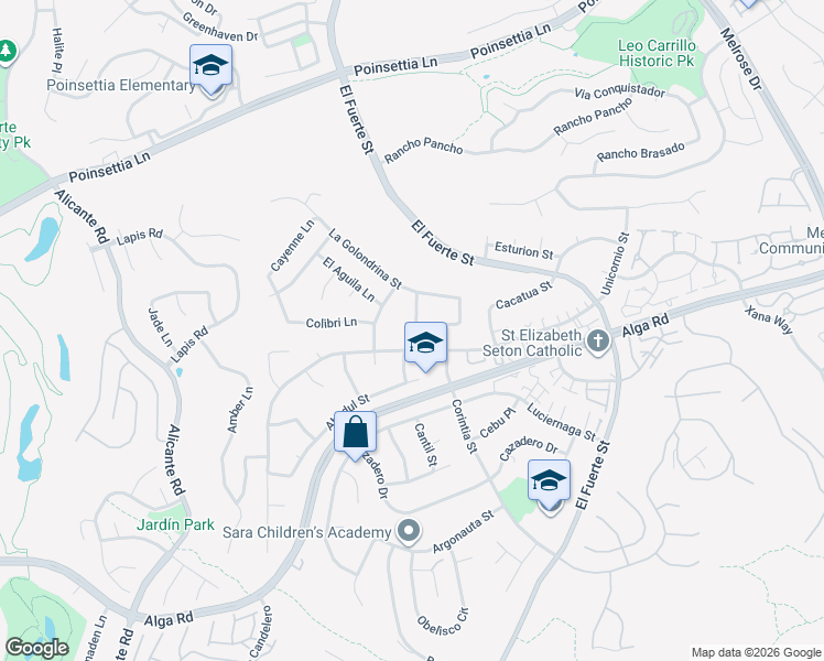 map of restaurants, bars, coffee shops, grocery stores, and more near 2724 Unicornio Street in Carlsbad
