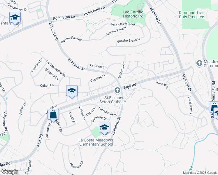 map of restaurants, bars, coffee shops, grocery stores, and more near 2937 Unicornio Street in Carlsbad