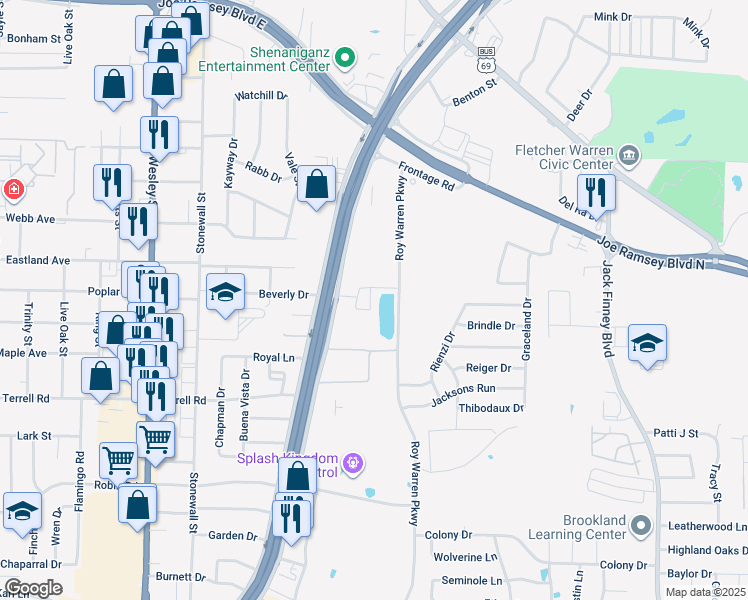 map of restaurants, bars, coffee shops, grocery stores, and more near 6011 Interstate Highway 30 in Greenville