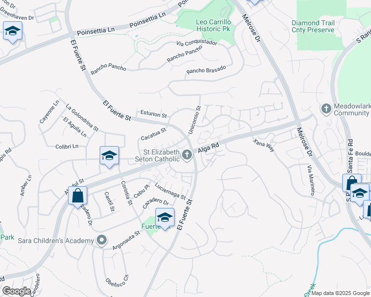map of restaurants, bars, coffee shops, grocery stores, and more near 2939 Unicornio Street in Carlsbad