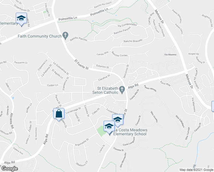 map of restaurants, bars, coffee shops, grocery stores, and more near 2910 Pearl Place in Carlsbad