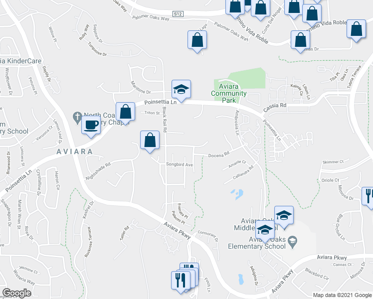 map of restaurants, bars, coffee shops, grocery stores, and more near 1635 Corte Orchidia in Carlsbad