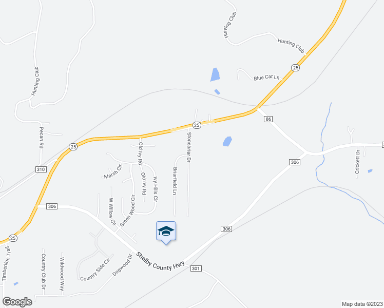 map of restaurants, bars, coffee shops, grocery stores, and more near 141 Stonebriar Drive in Calera