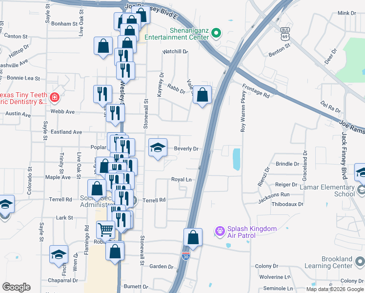 map of restaurants, bars, coffee shops, grocery stores, and more near 2404 Kent Circle in Greenville