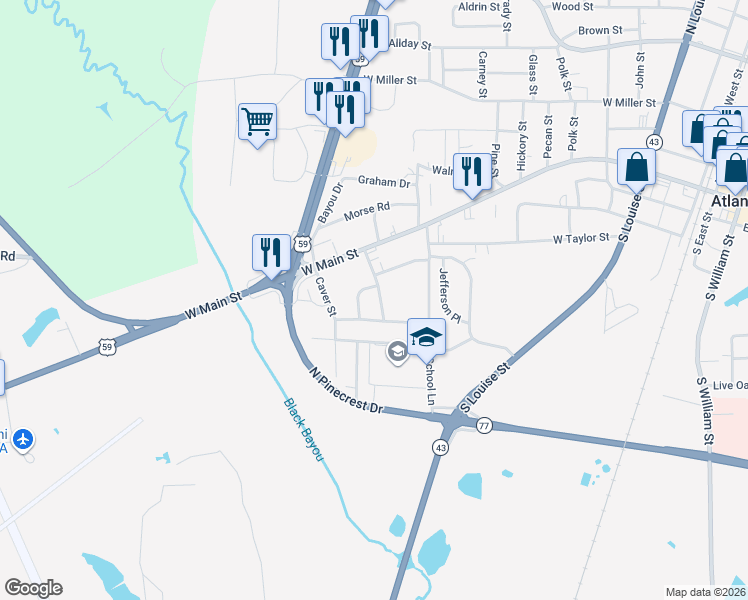 map of restaurants, bars, coffee shops, grocery stores, and more near 817 Caver Street in Atlanta