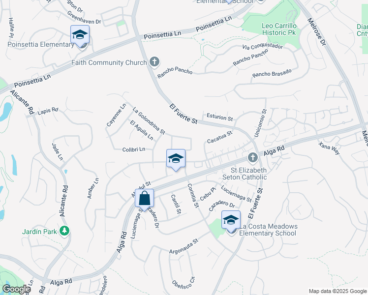 map of restaurants, bars, coffee shops, grocery stores, and more near 2718 Socorro Lane in Carlsbad