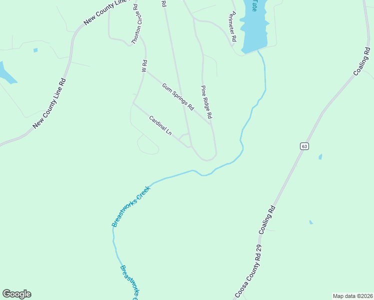 map of restaurants, bars, coffee shops, grocery stores, and more near 885 Pine Ridge Road in Sylacauga