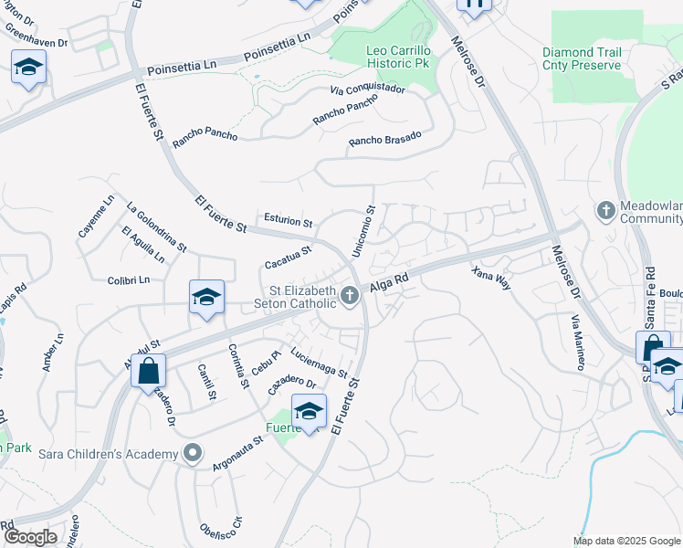 map of restaurants, bars, coffee shops, grocery stores, and more near 2960 Emerald Place in Carlsbad