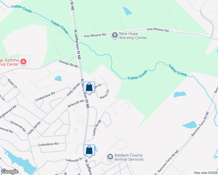 map of restaurants, bars, coffee shops, grocery stores, and more near 110 Shamrock Lane in Milledgeville