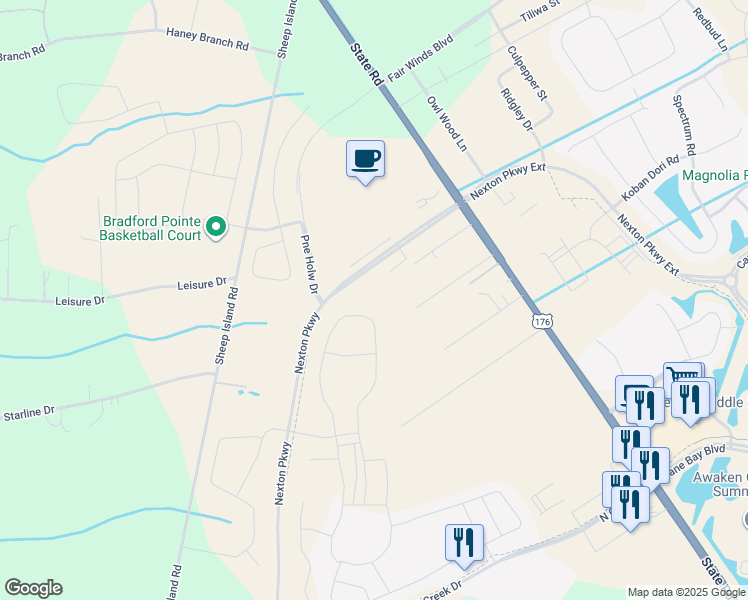 map of restaurants, bars, coffee shops, grocery stores, and more near 845 Beckham Lane in Summerville