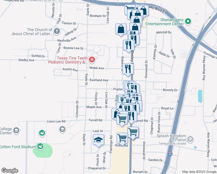map of restaurants, bars, coffee shops, grocery stores, and more near 3009 Eastland Avenue in Greenville
