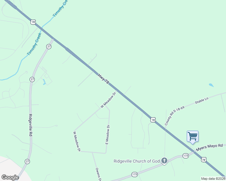 map of restaurants, bars, coffee shops, grocery stores, and more near 825 U.S. 78 in Ridgeville