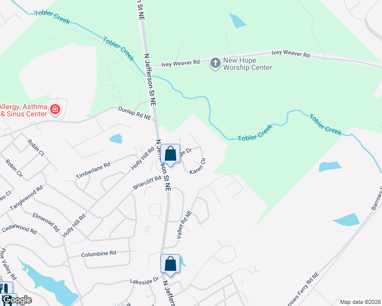 map of restaurants, bars, coffee shops, grocery stores, and more near 110 Shamrock Lane in Milledgeville