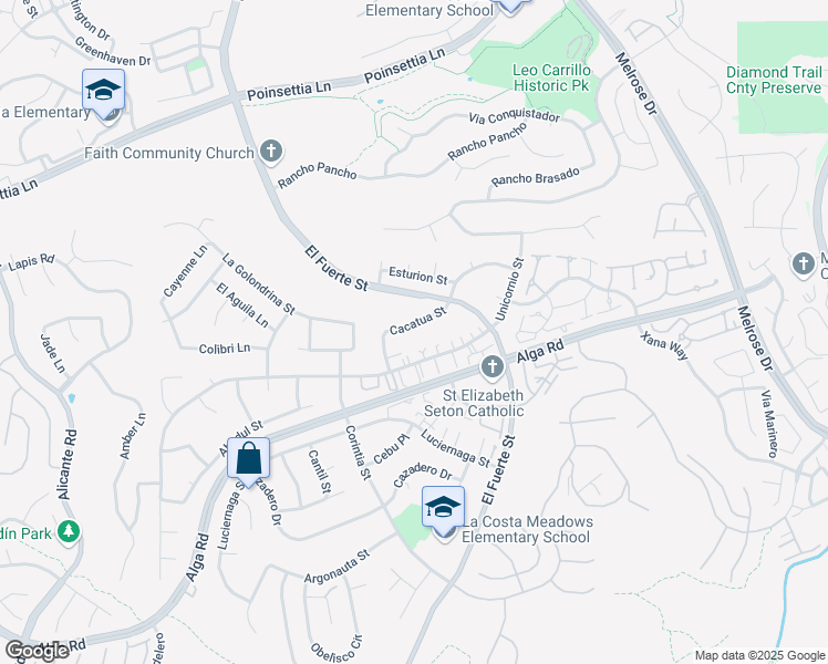 map of restaurants, bars, coffee shops, grocery stores, and more near 2841 Cacatua Street in Carlsbad