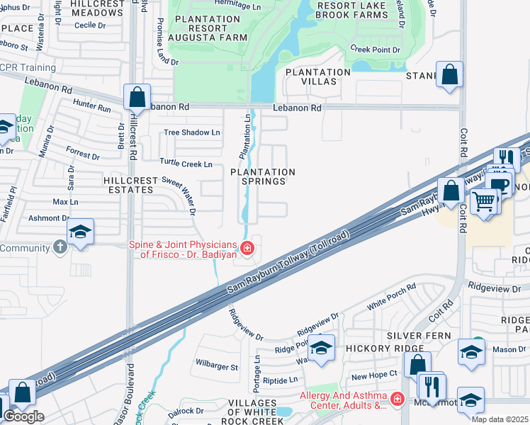 map of restaurants, bars, coffee shops, grocery stores, and more near 11325 Rio Secco Road in Frisco