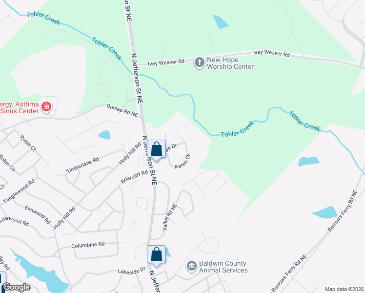 map of restaurants, bars, coffee shops, grocery stores, and more near 110 Shamrock Lane in Milledgeville