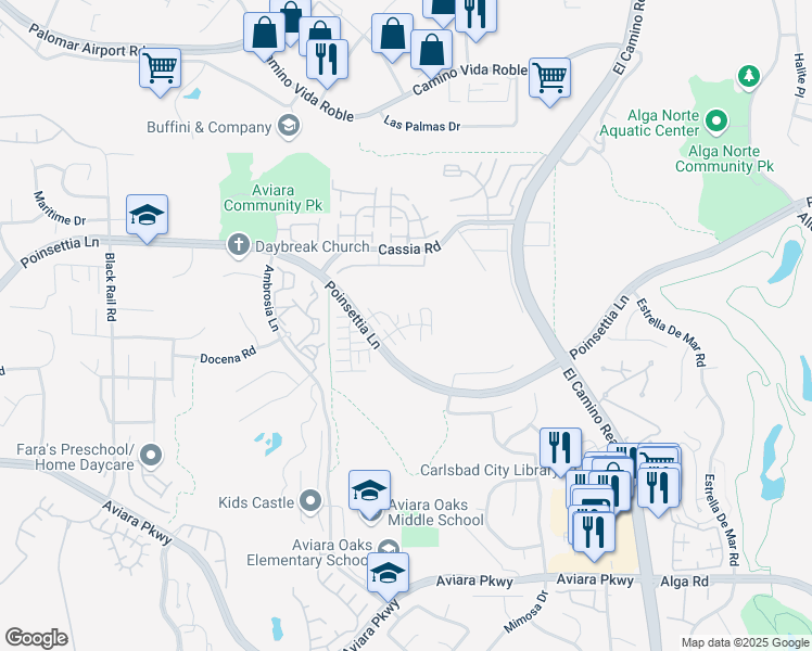 map of restaurants, bars, coffee shops, grocery stores, and more near 4063-4085 Cassia Road in Carlsbad