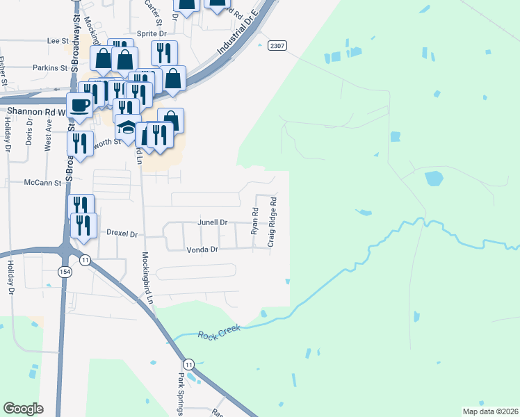 map of restaurants, bars, coffee shops, grocery stores, and more near 1515 Craig Ridge Road in Sulphur Springs
