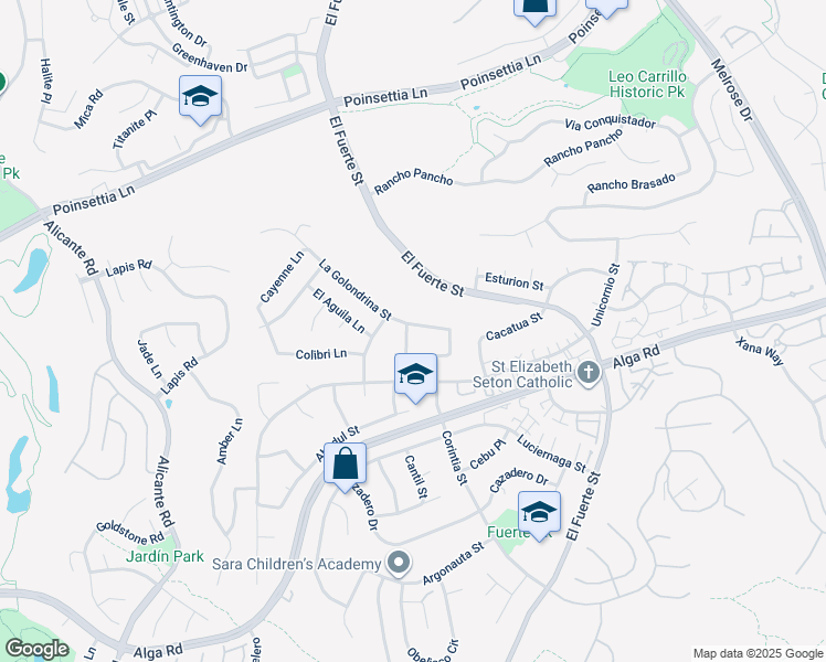 map of restaurants, bars, coffee shops, grocery stores, and more near 6428 El Perico Lane in Carlsbad