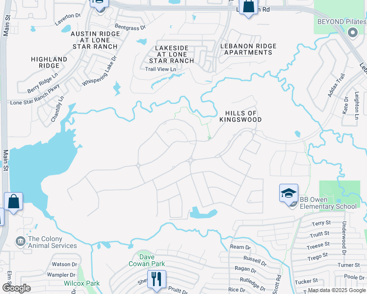 map of restaurants, bars, coffee shops, grocery stores, and more near 1865 Lilac Lane in Frisco