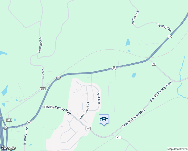 map of restaurants, bars, coffee shops, grocery stores, and more near 125 Ivy Trace in Calera