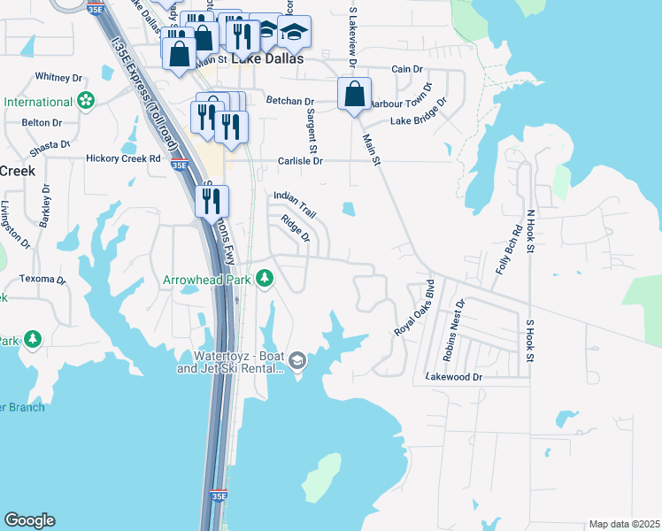 map of restaurants, bars, coffee shops, grocery stores, and more near 16 Hickory Hills Boulevard in Hickory Creek
