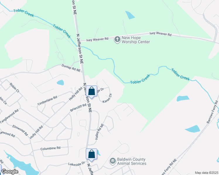 map of restaurants, bars, coffee shops, grocery stores, and more near 110 Shamrock Lane in Milledgeville