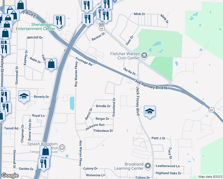 map of restaurants, bars, coffee shops, grocery stores, and more near 1400 Waverley Drive in Greenville