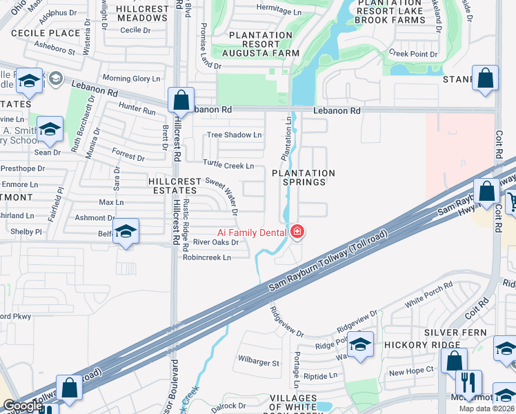 map of restaurants, bars, coffee shops, grocery stores, and more near 11012 Blue Bay Drive in Frisco