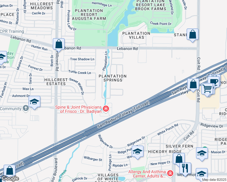 map of restaurants, bars, coffee shops, grocery stores, and more near 11325 Rio Secco Road in Frisco