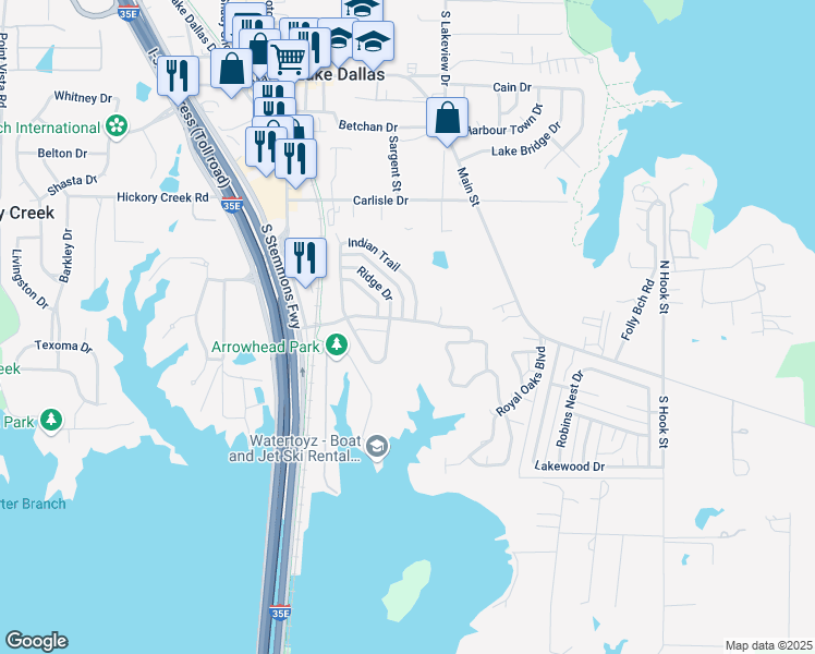 map of restaurants, bars, coffee shops, grocery stores, and more near 16 Hickory Hills Boulevard in Hickory Creek