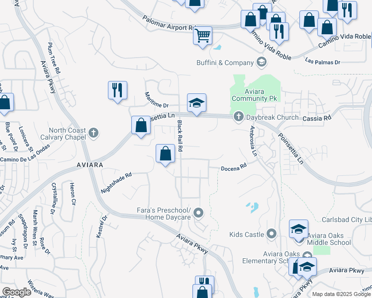 map of restaurants, bars, coffee shops, grocery stores, and more near 1619 New Crest Court in Carlsbad