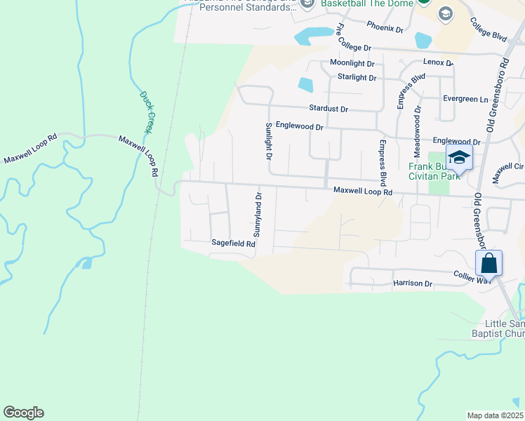 map of restaurants, bars, coffee shops, grocery stores, and more near 10437 Sunnyland Drive in Tuscaloosa