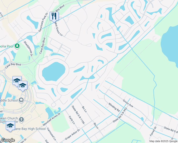 map of restaurants, bars, coffee shops, grocery stores, and more near 112 Carnegie Court in Summerville