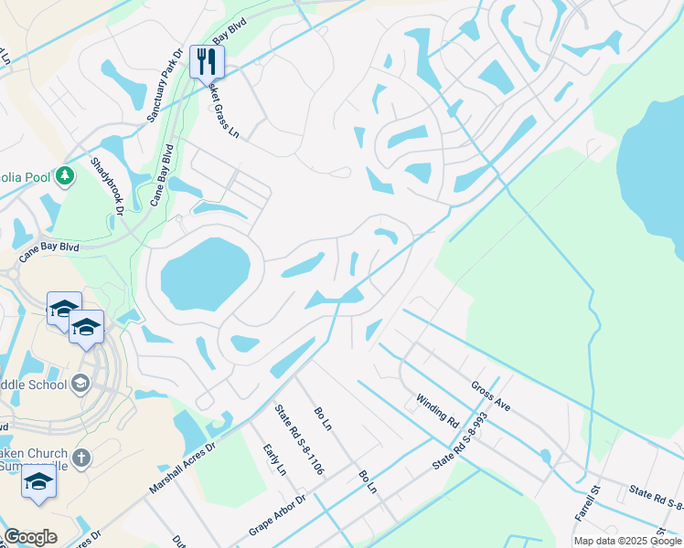 map of restaurants, bars, coffee shops, grocery stores, and more near 112 Carnegie Court in Summerville