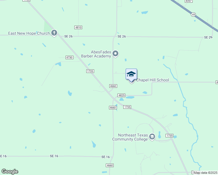map of restaurants, bars, coffee shops, grocery stores, and more near 1735 Farm to Market Road 899 in Mount Pleasant
