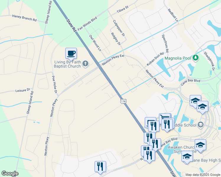 map of restaurants, bars, coffee shops, grocery stores, and more near 1851 State Road in Summerville