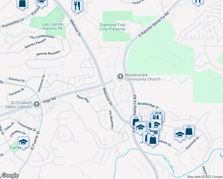 map of restaurants, bars, coffee shops, grocery stores, and more near 6803 Corte Adalina in Carlsbad