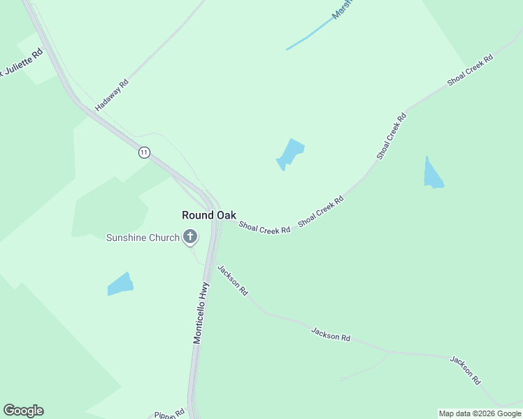 map of restaurants, bars, coffee shops, grocery stores, and more near 161 Shoal Creek Road in Jones