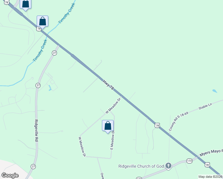 map of restaurants, bars, coffee shops, grocery stores, and more near 825 U.S. 78 in Ridgeville