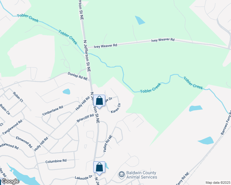map of restaurants, bars, coffee shops, grocery stores, and more near 110 Shamrock Lane in Milledgeville