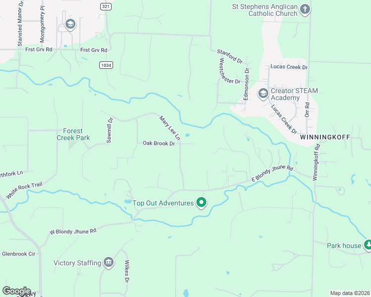 map of restaurants, bars, coffee shops, grocery stores, and more near 422 Oak Brook Drive in Lucas