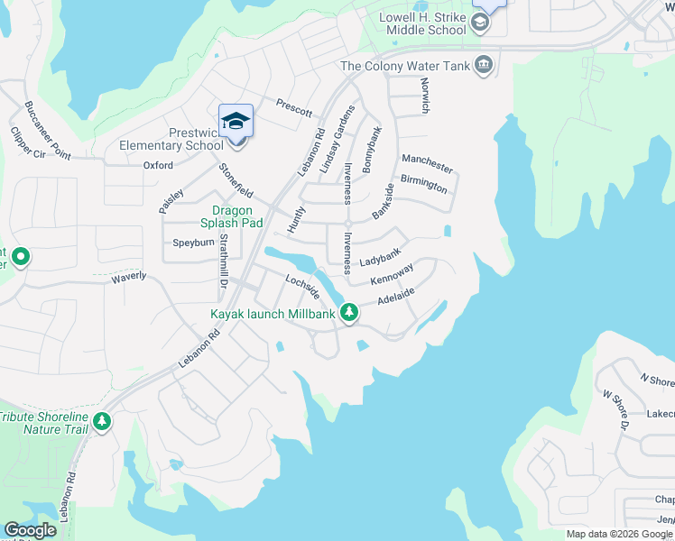 map of restaurants, bars, coffee shops, grocery stores, and more near 7710 Inverness in The Colony