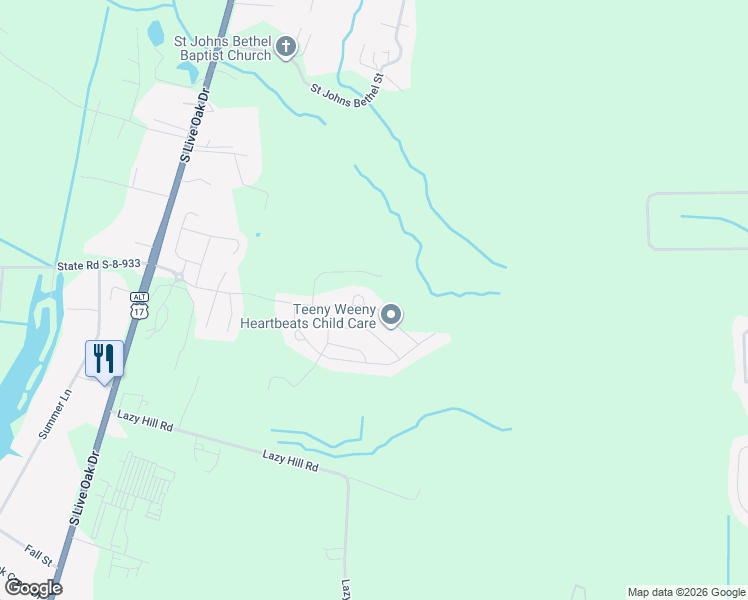 map of restaurants, bars, coffee shops, grocery stores, and more near 197 Cypress Forest Drive in Moncks Corner