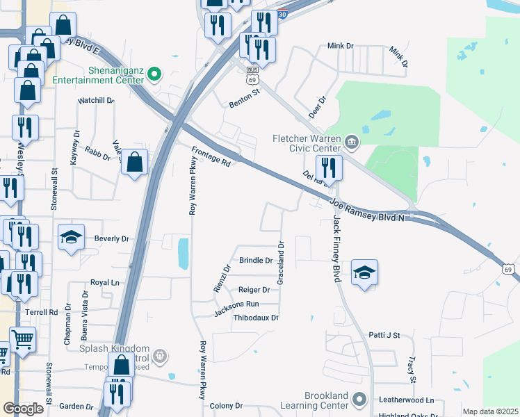 map of restaurants, bars, coffee shops, grocery stores, and more near 1414 Waverley Drive in Greenville