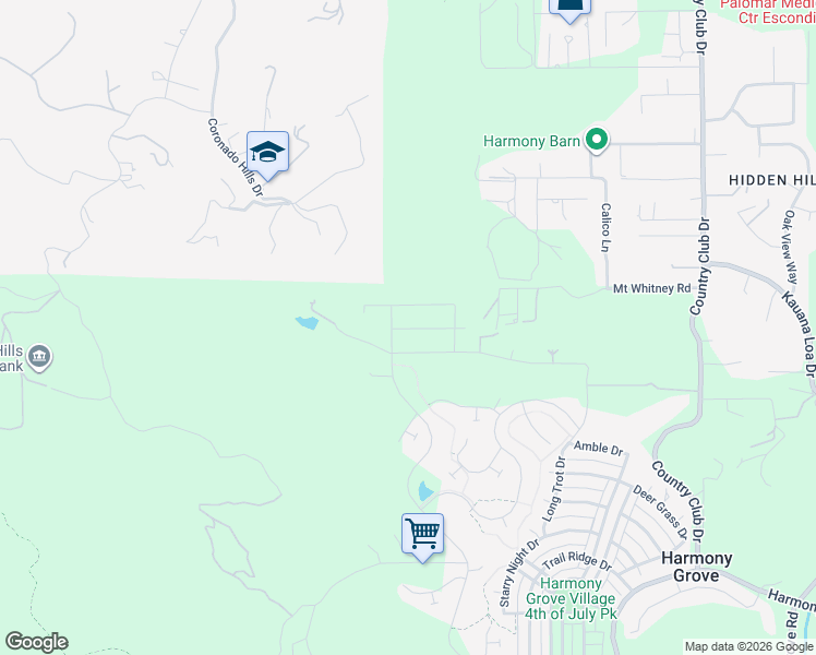 map of restaurants, bars, coffee shops, grocery stores, and more near 2946 Side Saddle Lane in Escondido