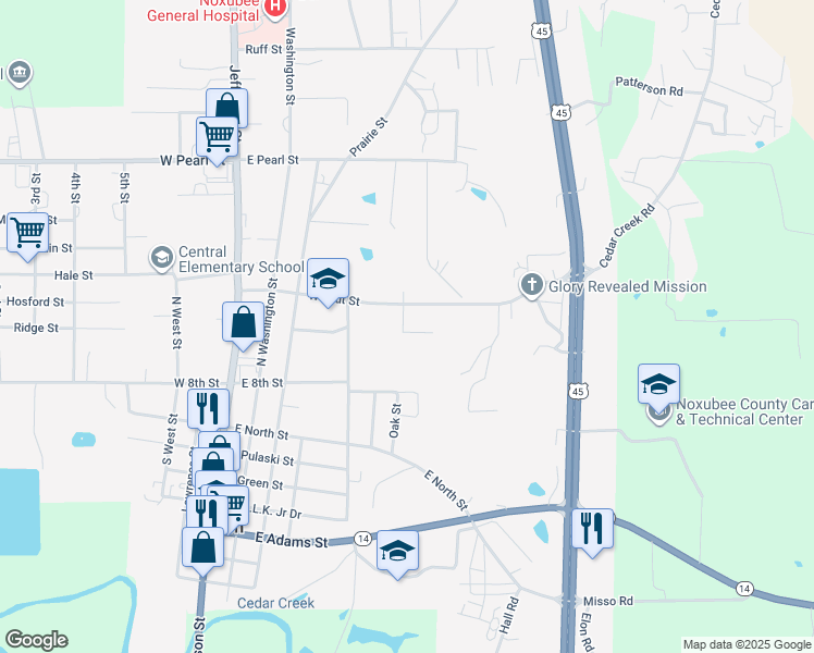map of restaurants, bars, coffee shops, grocery stores, and more near 201 Hunter Street in Macon