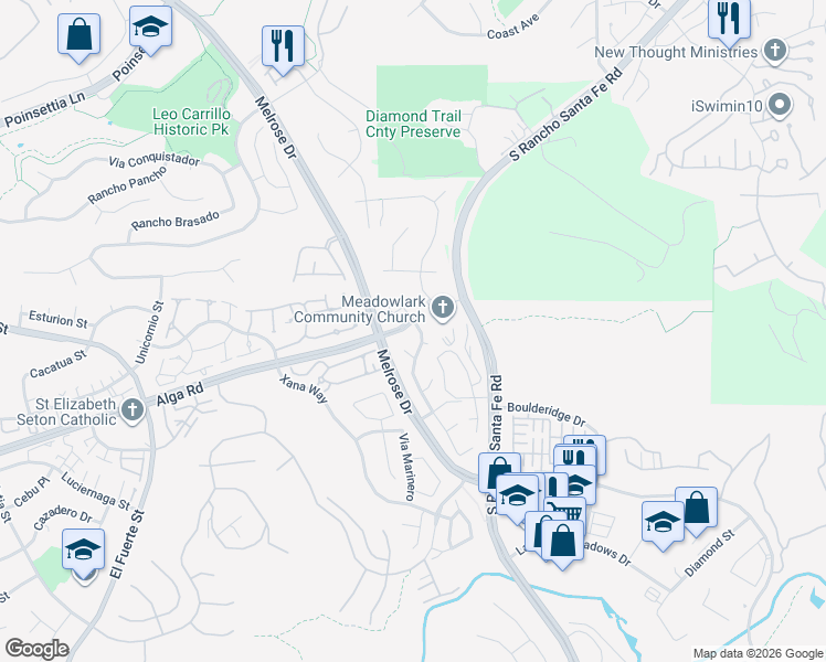 map of restaurants, bars, coffee shops, grocery stores, and more near 6789 Camino De Amigos in Carlsbad